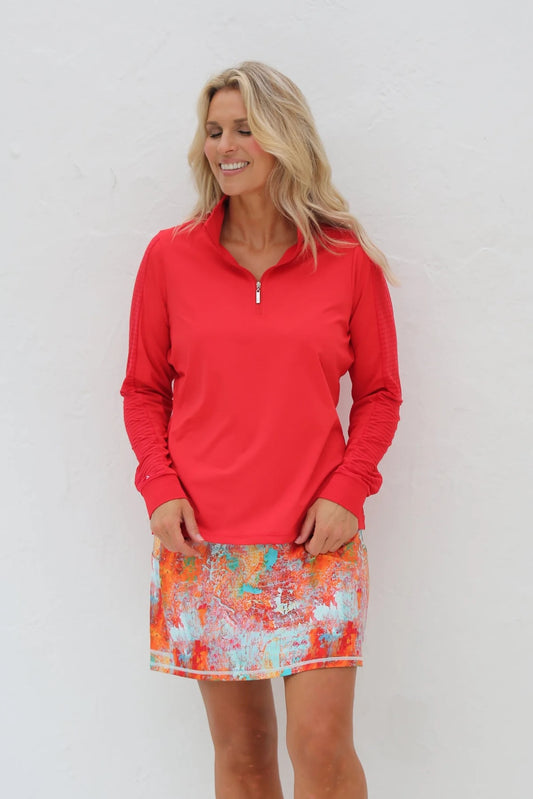 Cherry - Women's Sheer Long Sleeve Golf Shirt (Ladder Design)