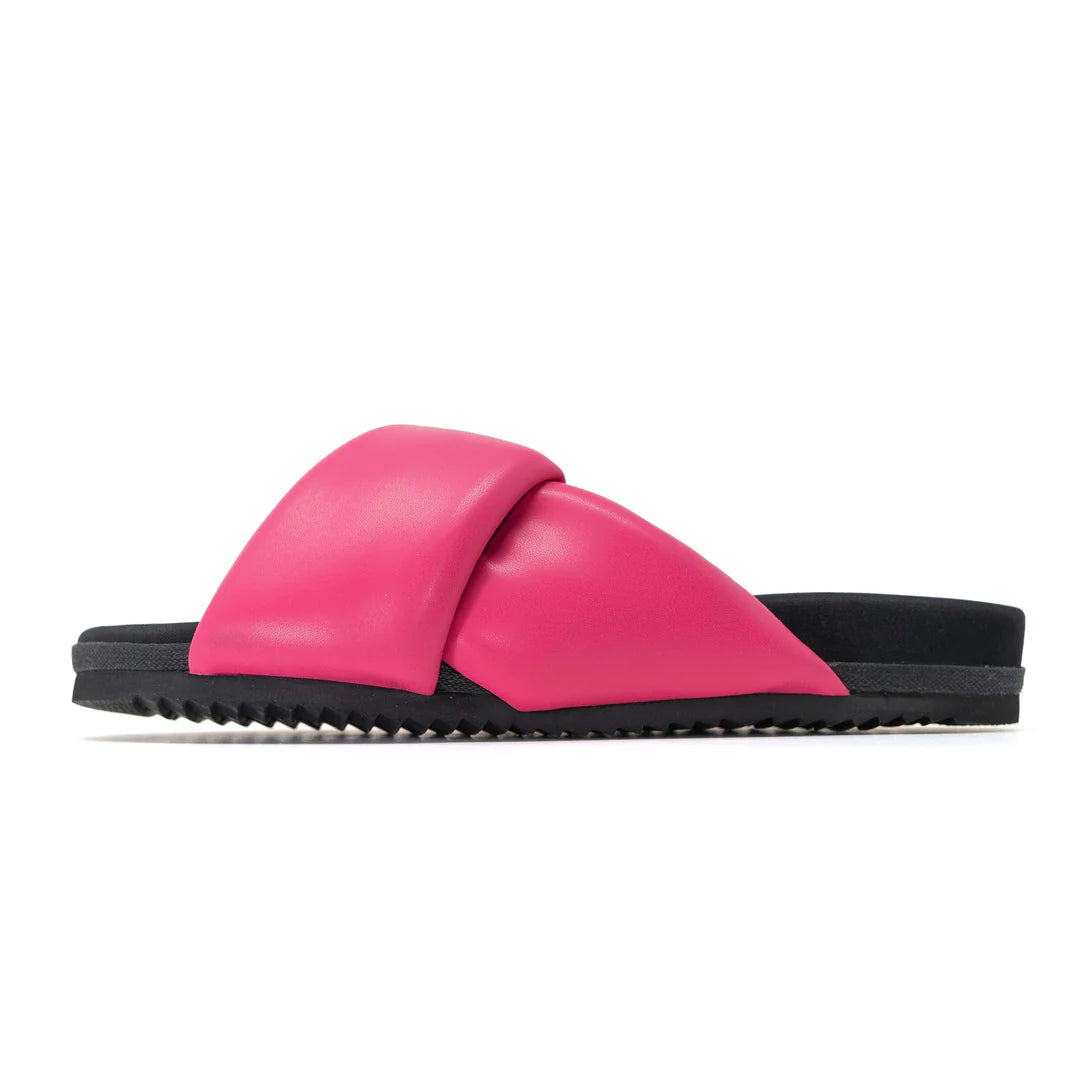 FOLDY PUFFY SANDALS WITH VEGAN LEATHER - FUCHSIA