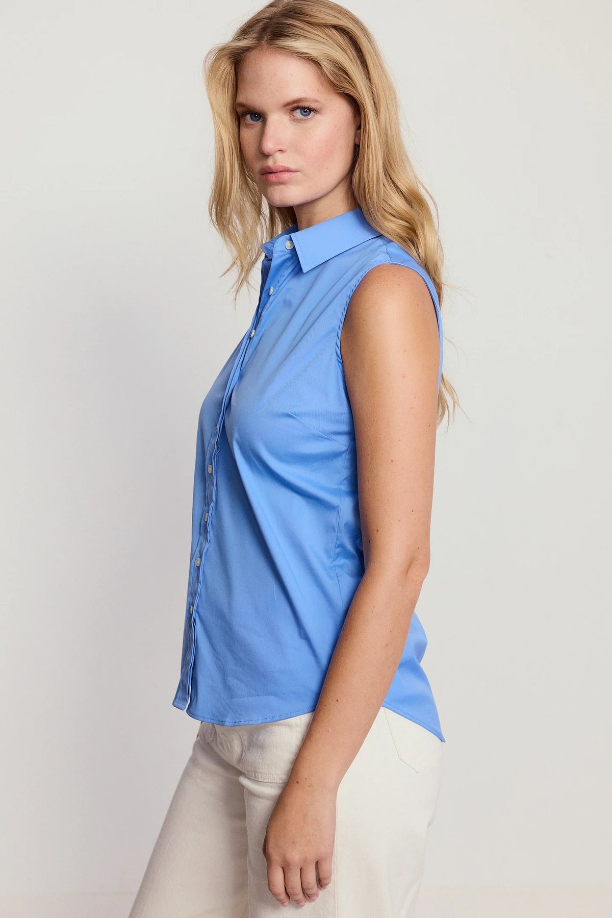 The Sleeveless Shirt - French Blue