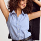 The Sleeveless Shirt - Blue and White Stripe