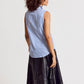 The Sleeveless Shirt - Blue and White Stripe
