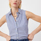 The Sleeveless Shirt - Blue and White Stripe