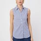 The Sleeveless Shirt - Blue and White Stripe