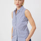 The Sleeveless Shirt - Blue and White Stripe