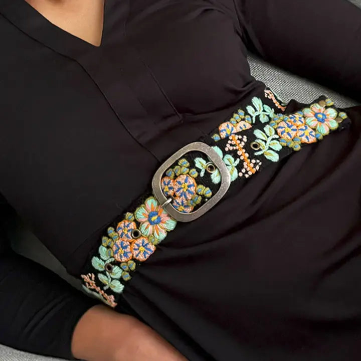 Southwest Walkabout Embroidered Wool Belt