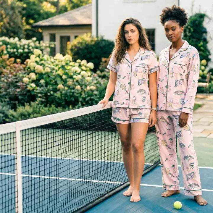 Sunday Funday Tennis Short Sleeved Pajama Set