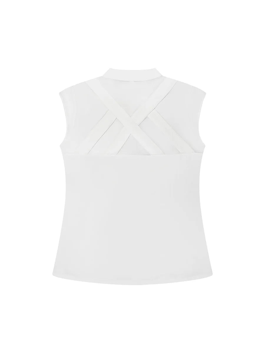 Susanna Polo in White – Luxury Sleeveless Polo- Golf, Tennis, Pickleball
