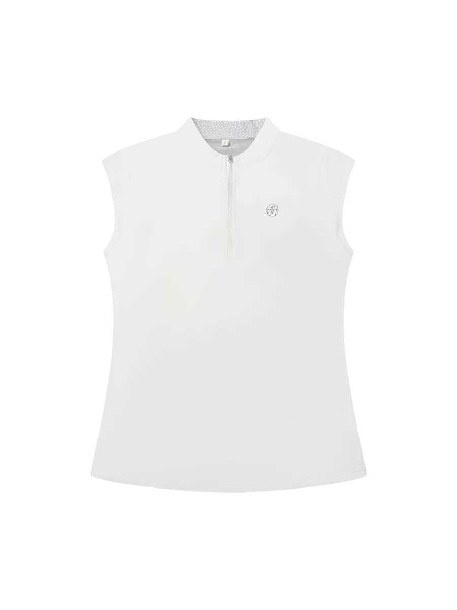 Susanna Polo in White – Luxury Sleeveless Polo- Golf, Tennis, Pickleball