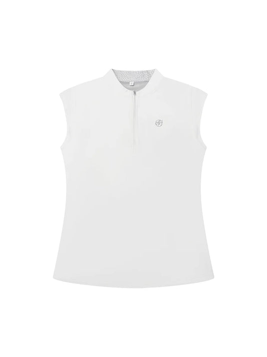 Susanna Polo in White – Luxury Sleeveless Polo- Golf, Tennis, Pickleball