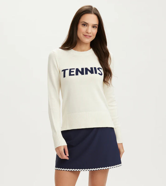 Tennis Sweater - Ivory/Navy