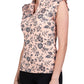1/4 Zip Sleeveless Ruffle Tank - Jacobean Peach Floral