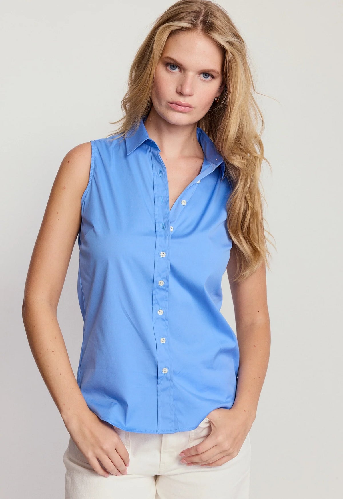 The Sleeveless Shirt - French Blue