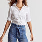The 3/4 Sleeve Essentials Icon Shirt - White