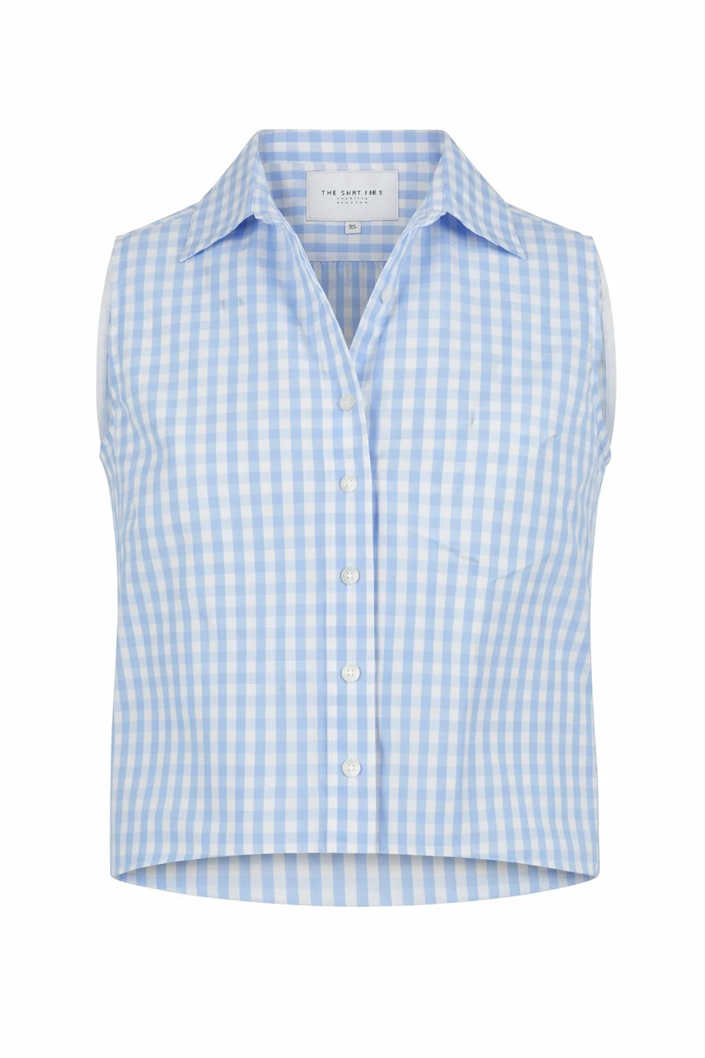 The Boxy Sleeveless Shirt - Sky Blue Check