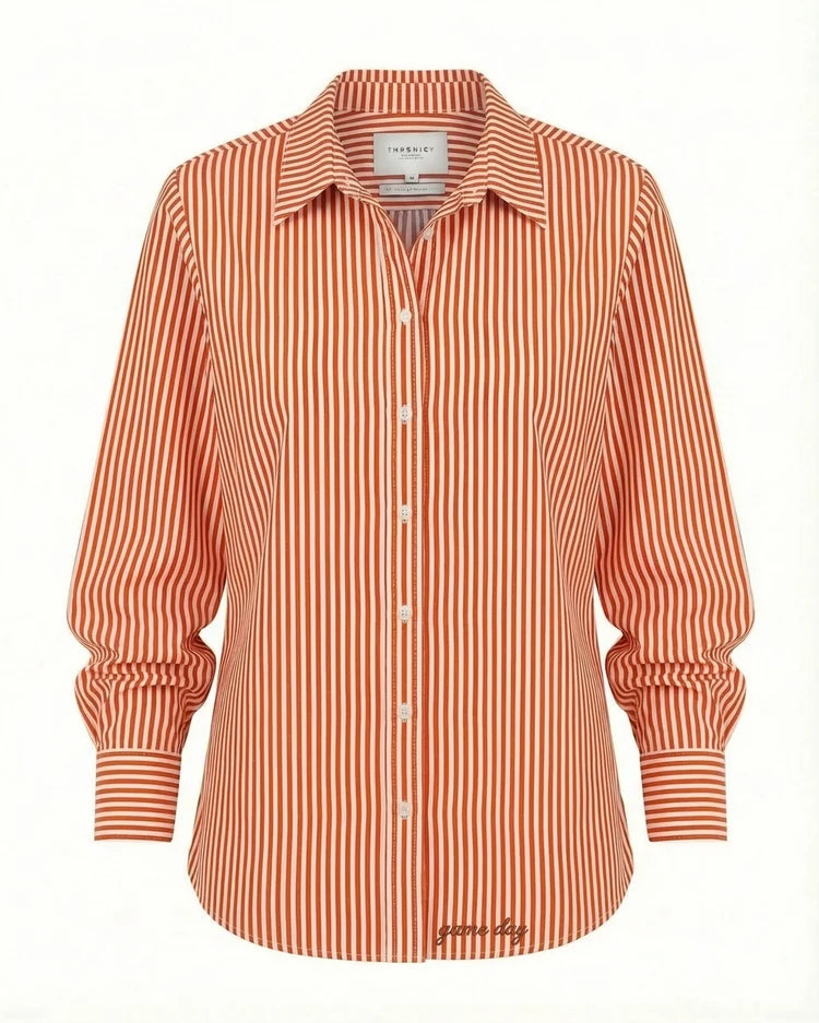 The Gameday Boyfriend Shirt - Orange Stripe