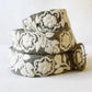 Two-Tone Embroidered Wool Belt - Heather/Cream