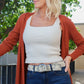 Two-Tone Embroidered Wool Belt - Heather/Cream