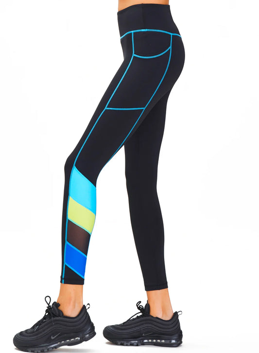 Blocked Legging - Black/Azure/Lime