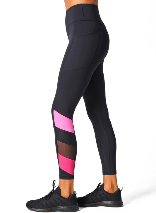 Blocked Legging - Black/Berry/Pink