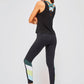 Blocked Legging - Black/Moss/Sky