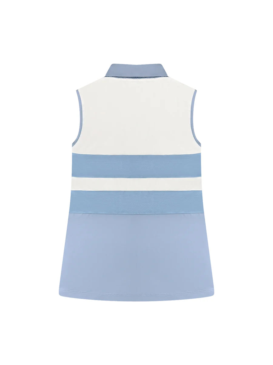 Vanessa Sleeveless Zip Polo – Luxury Golf, Tennis, Pickleball, Active - Cloud Light Blue
