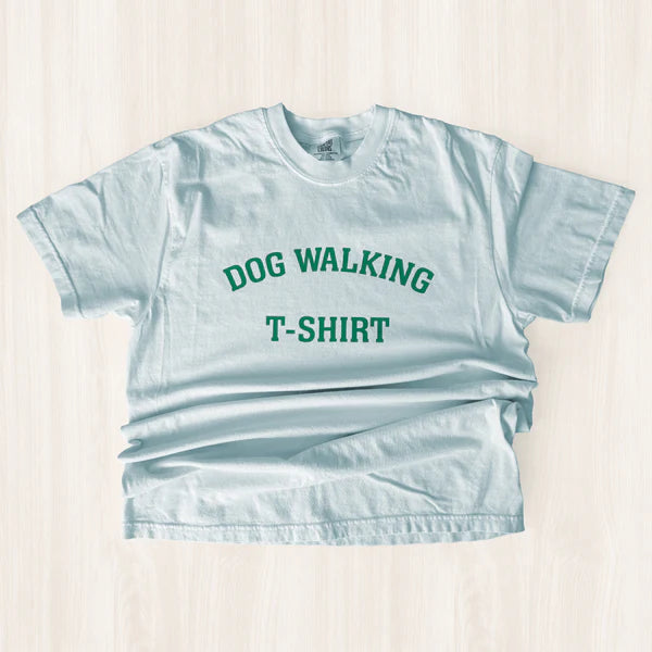 Dog Walking T-Shirts - Chambray/Green