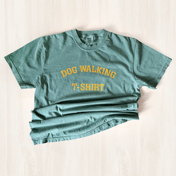 Dog Walking T-Shirts - Light Green/Yellow