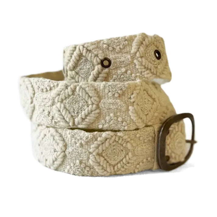 Wandering Clouds Embroidered Wool Belt