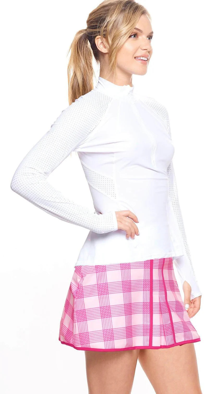 Grace 1/2 Zip Long Sleeve Top - Cloud White