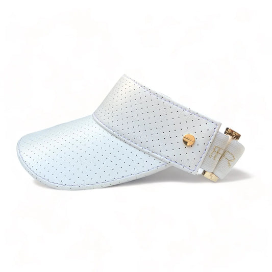 The Visor - White Leather & Gold