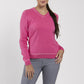 Women's Kicki V-Neck Sweater - Peony/White