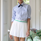 Cricket Skort: White with Blue and Green Trim / S