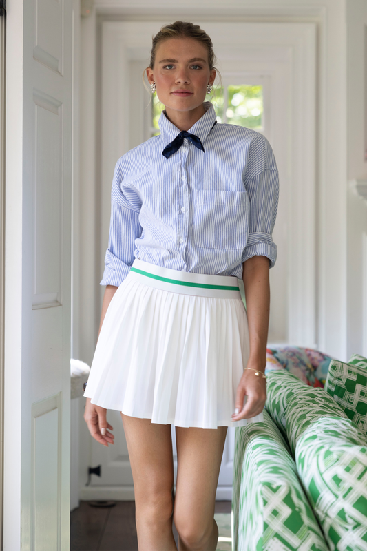 Cricket Skort - White with Kelly Green Trim