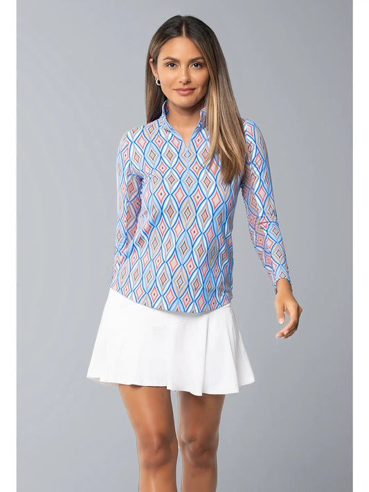 Romina Print Long Sleeve Mock Neck Top