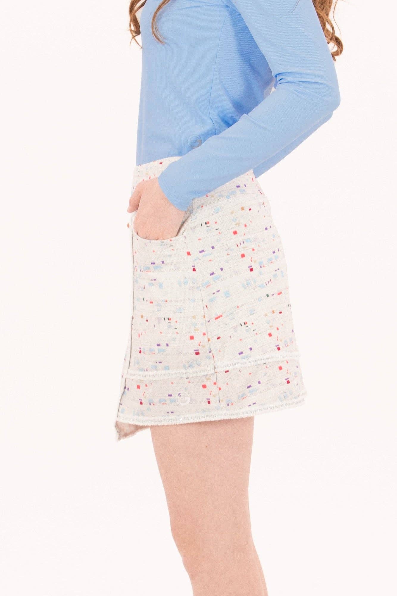 Foray Golf - Boucle Trimmed Faux Wrap Skirt: Winter White Boucle / Regular 15.5" / S