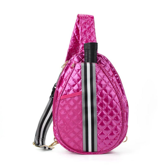 The Bobbi |Tennis Puffer Sling Bag - Electric Pink