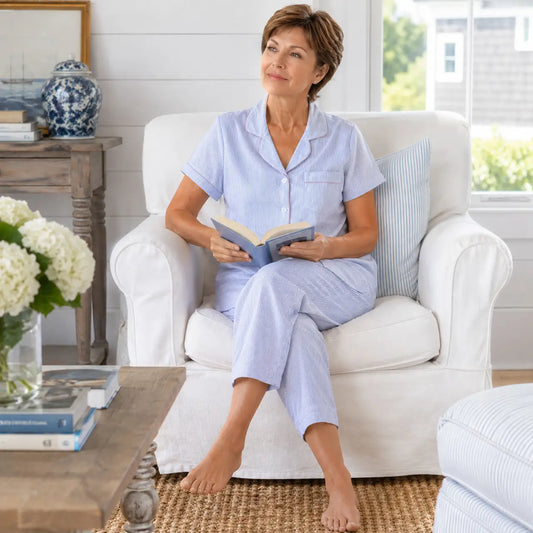 Short Sleeve 100% Cotton Capri Pajamas