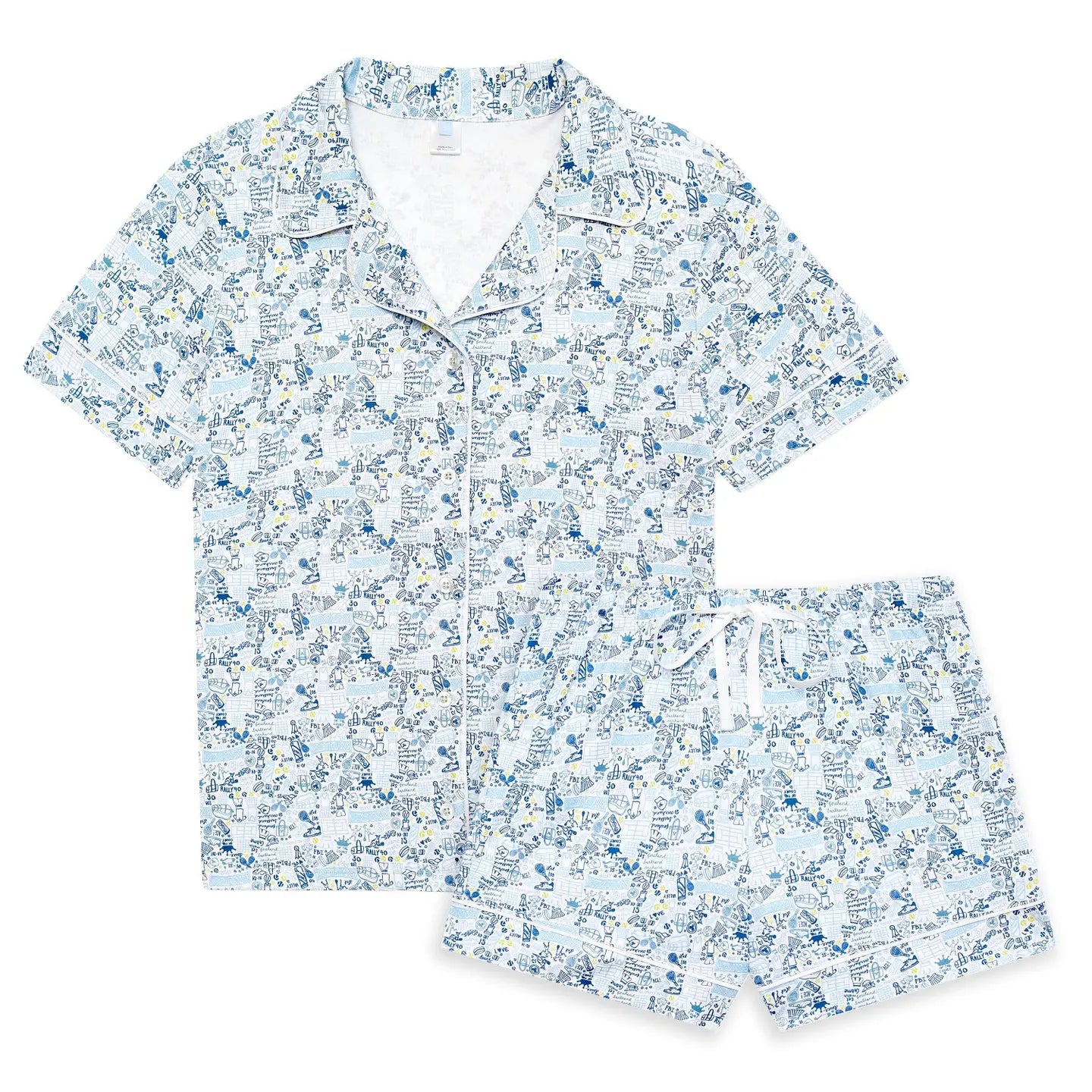 Tennis Women’s Button Front Short Pajama Set
