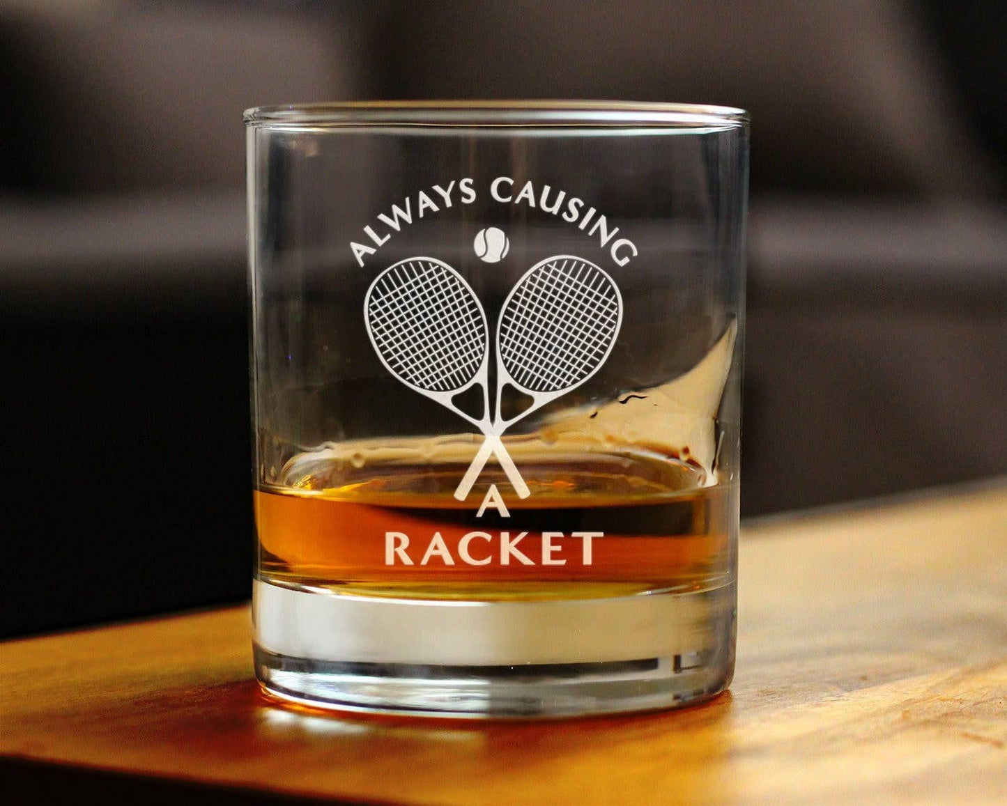 bevvee - Causing a Racket Whiskey Rocks Glass - Tennis Gifts