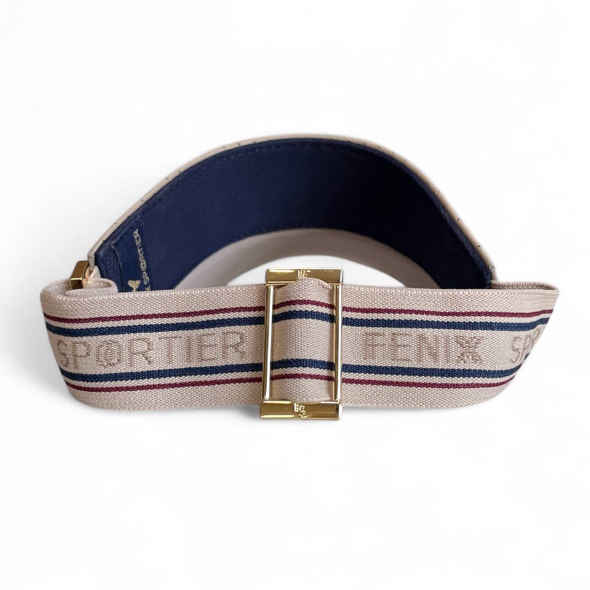 Fenix Sportier The Visor - Khaki Leather, Varsity Striped Elastic & Gold