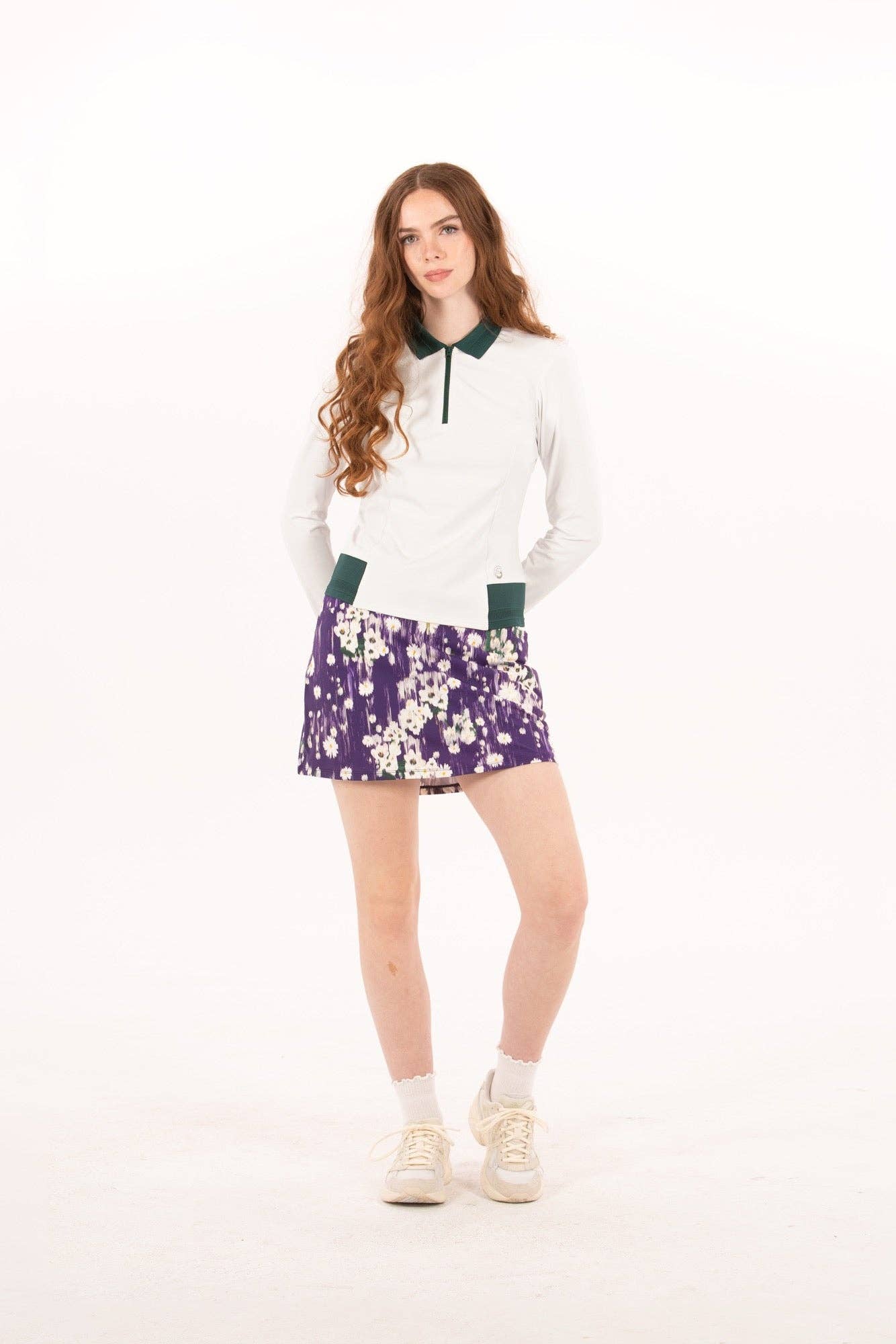 Foray Golf - Core Basic Skirt w/ Pockets- Blossom Blast: Violet Floral