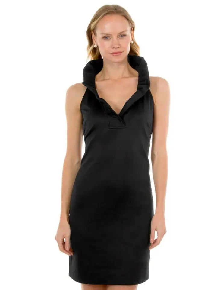 Jersey Ruffneck Sleeveless Dress - Solid