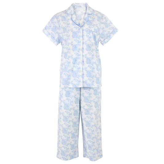 Pagoda Blue Short Sleeve Capri Pajamas