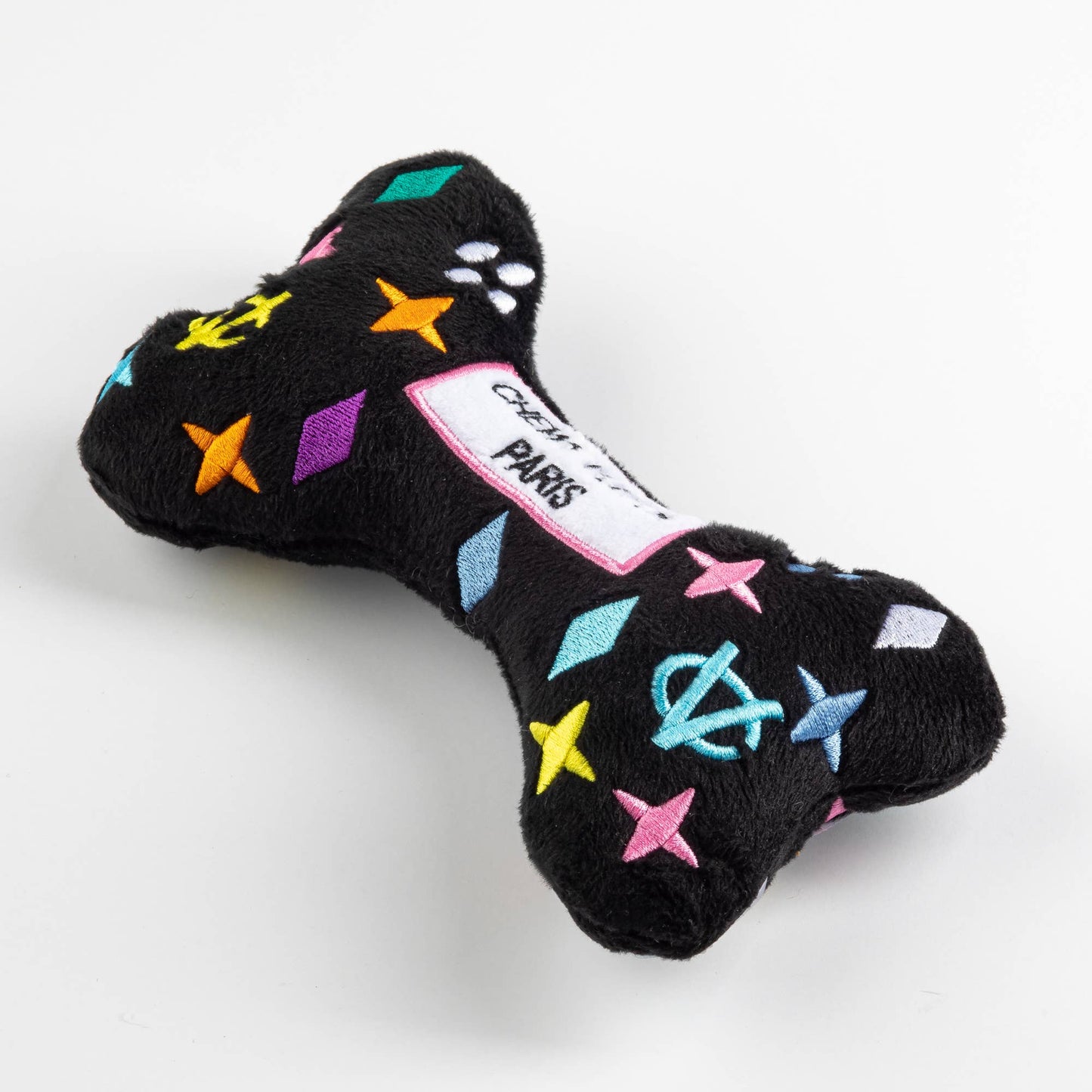 Haute Diggity Dog - Black Monogram Chewy Vuiton Bone Squeaker Dog Toy