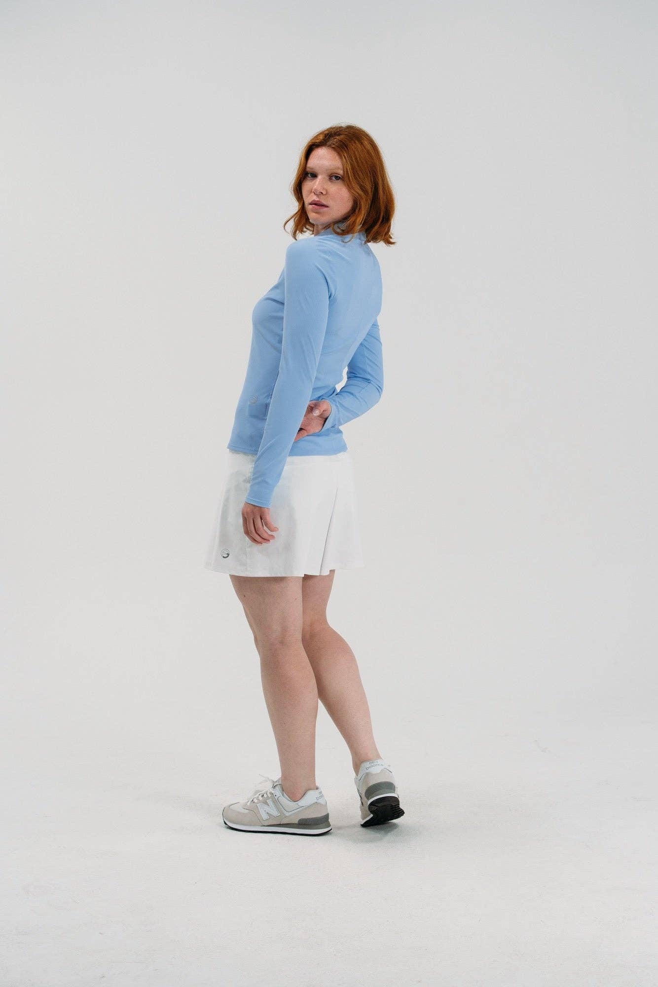 Foray Golf - Rib LS V-Neck Polo: Light Blue / L
