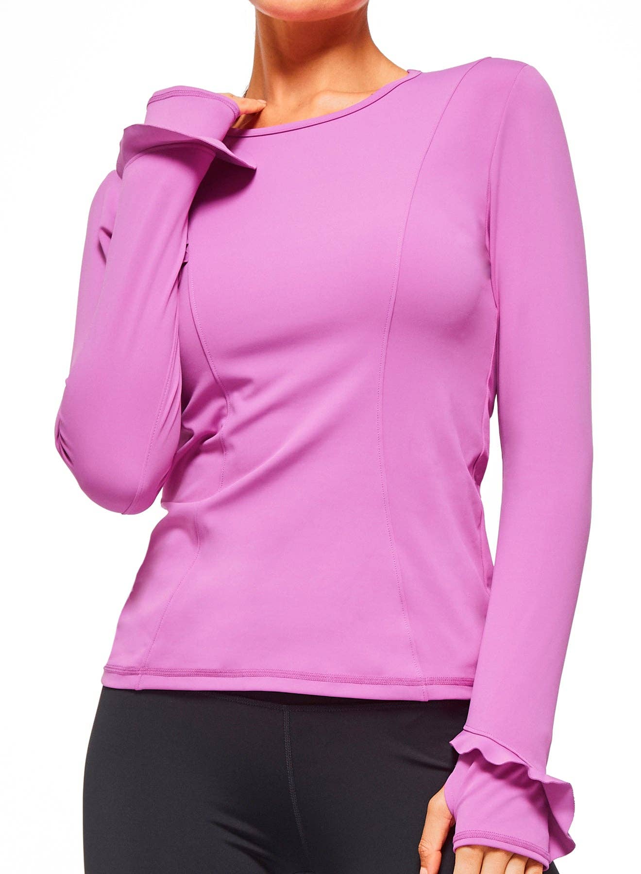 Urban Savage - Ruffle Long Sleeve Top: Sunset / M