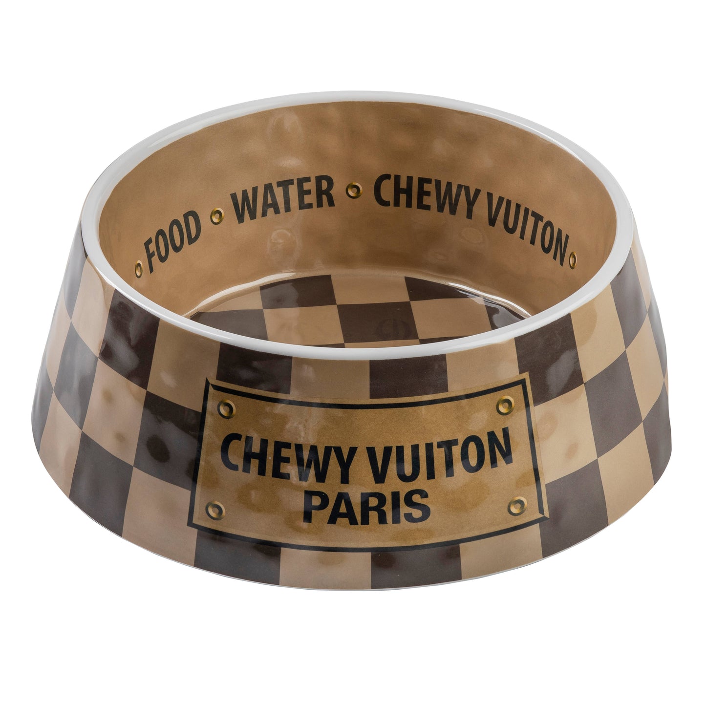 Haute Diggity Dog - Checker Chewy Vuiton Bowl - 3 Sizes!! Dog Bowls: Large
