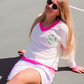 Pickleball Prep - Pink V-Neck Soft Sweater: M