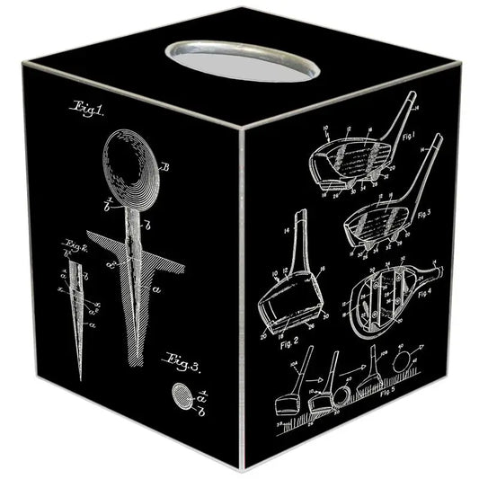 Black Antique Golf Patent Tissue Box Cover