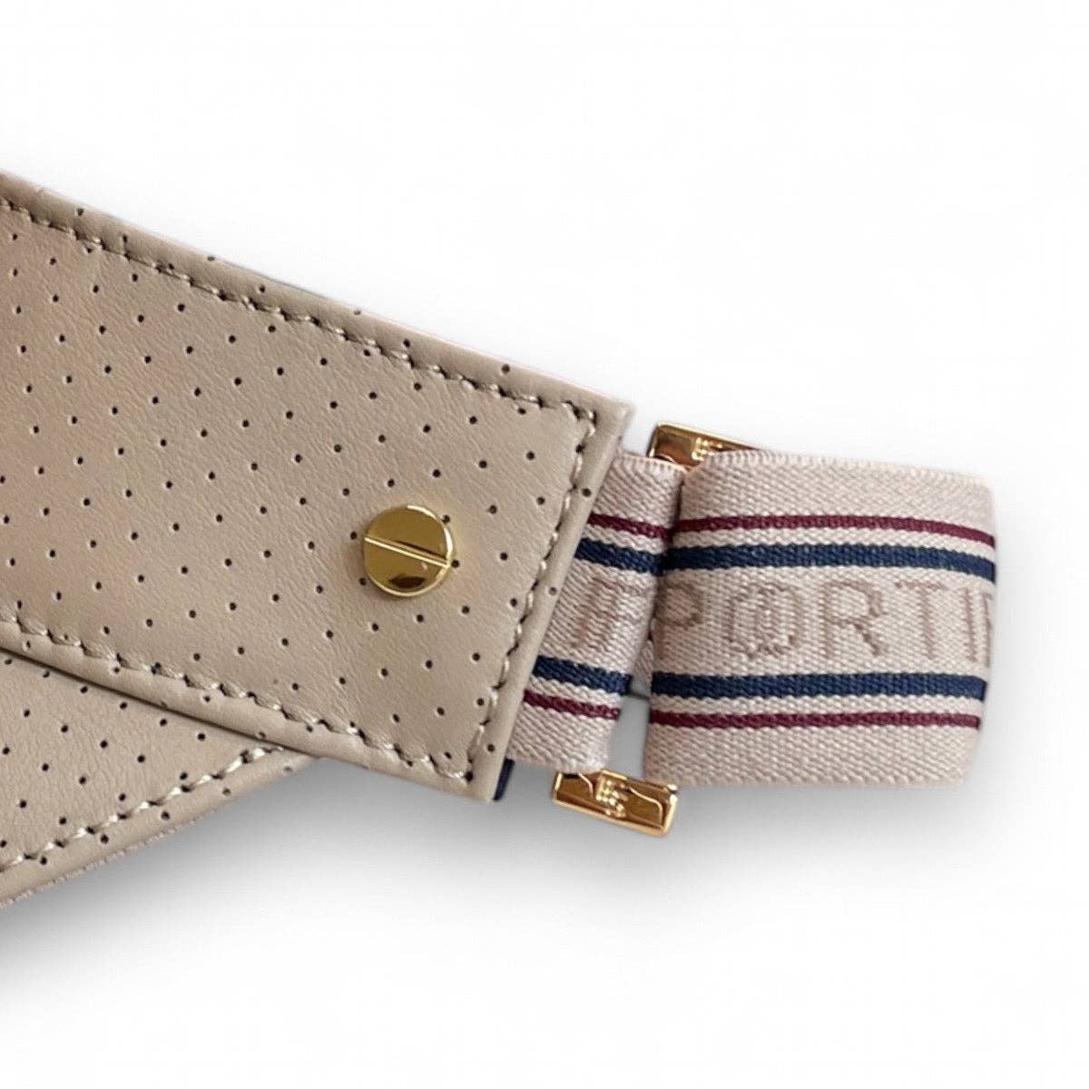 Fenix Sportier The Visor - Khaki Leather, Varsity Striped Elastic & Gold